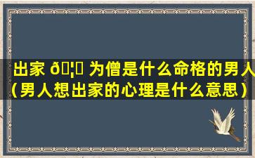 出家 🦍 为僧是什么命格的男人（男人想出家的心理是什么意思）
